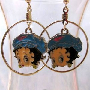 Betty Boop Hoop Earrings Blue